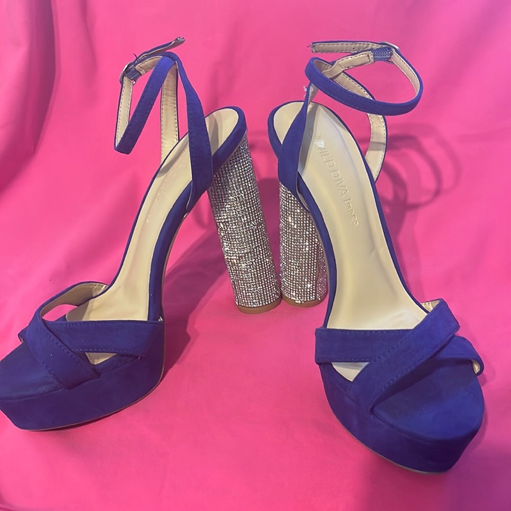New Royal Blue platform diamond 5 in heels by Wild Diva Lounge
